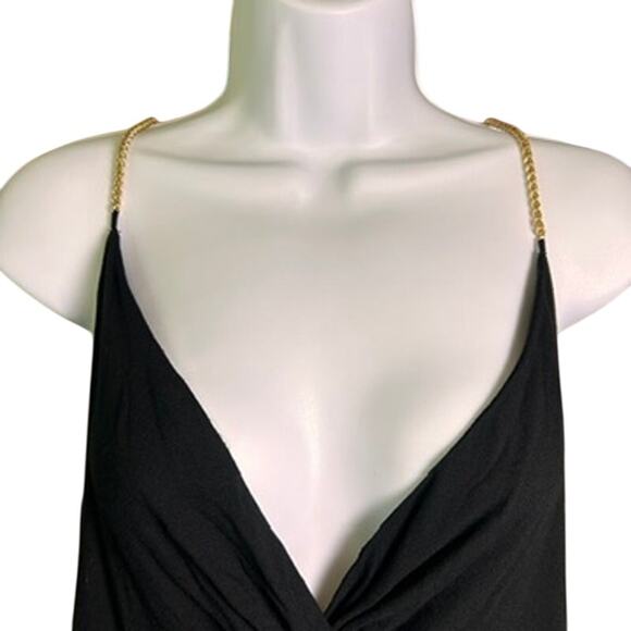 Ava & Viv Slit Maxi Dress Womens XXL Gold Chain Straps Formal Date Night Flowy - Picture 3 of 10